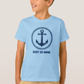Jouw naam of Bootnaam Zee Anker Navy Lichtblauw T-shirt (Voorkant)