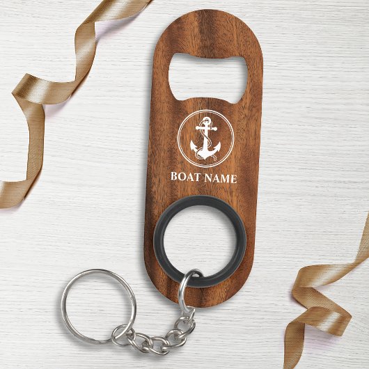 Jouw naam of bootnaamanker & touw op houtstijl mini flessenopener