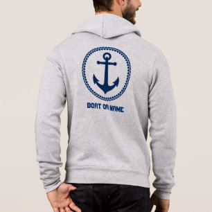 Jouw naam of bootzout Nautical Zee Anchor Blue Gre Hoodie