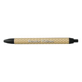 Jouw naam of Initialen op Gold Honeycomb Zwarte Inkt Pen (Voorkant)