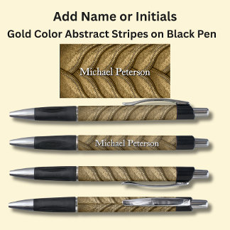 Jouw naam of Initialen op gouden Abstracte strepen Pen