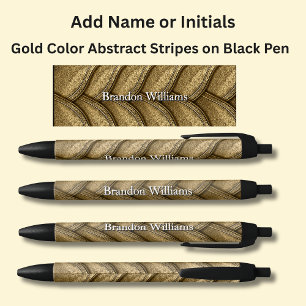 Jouw naam of Initialen op gouden Abstracte strepen Zwarte Inkt Pen
