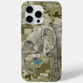 Jouw naam of Quote Camo Elephant Trendy Camo iPhone 15 Pro Max Hoesje