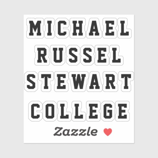 Jouw naam of Tekst 4 Lijnen Transparante Stickers (Vel)