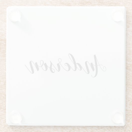 Jouw naam of tekst | Fancy Elegant Script Glazen Onderzetter (Achterkant)