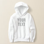 Jouw naam of tekst Kinder jongens groot lettertype<br><div class="desc">Jongens Hoodies Pullover Voeg hier Afbeelding Logo Text Clothing Apparel Sjabloon Personalized White Hooded Sweatshirt Pullover.</div>