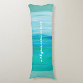 jouw naam- of tekstoceaanblauwe waterverf stripe lichaamskussen (Voorkant Verticaal)