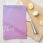 Jouw naam of Word | Paarse roze en blauwe gradiënt Theedoek (Quarter Fold)