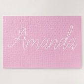 Jouw naam of Word | Roze en wit Legpuzzel (Horizontaal)