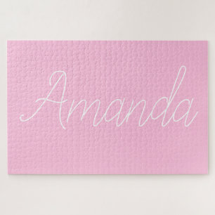 Jouw naam of Word Roze en wit Legpuzzel