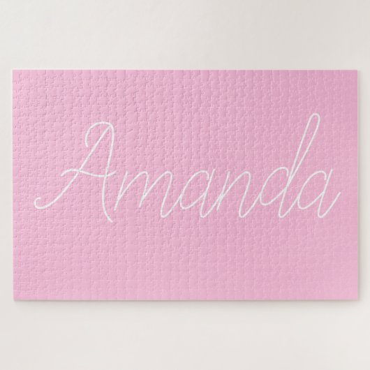 Jouw naam of Word | Roze en wit Legpuzzel (Horizontaal)