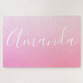 Jouw naam of Word | Roze gradiënt Ombre Legpuzzel (Horizontaal)