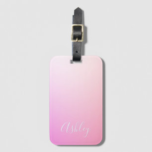 Jouw naam of Word Roze Ombre Gradatie Bagagelabel
