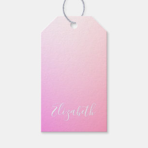 Jouw naam of Word Roze Ombre Gradatie Cadeaulabel