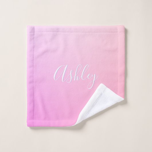 Jouw naam of Word | Roze Ombre Gradatie Washandje (Wasdoekje)