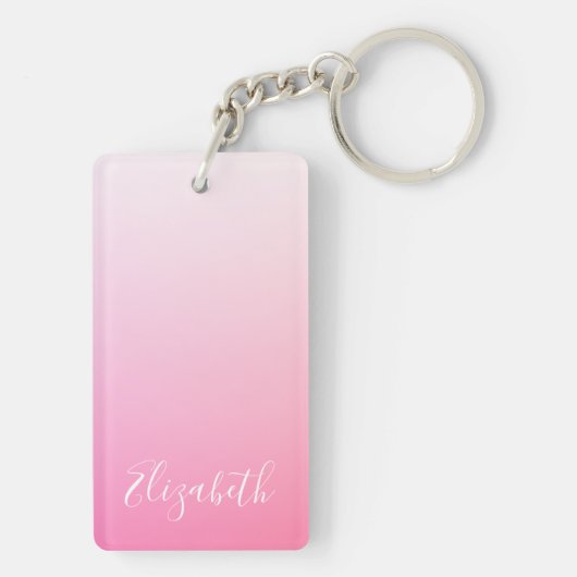 Jouw naam of Word | roze ombre gradiënt Sleutelhanger (achterkant)