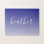 Jouw naam of Word | Scheepsblauw Ombre gradiënt Legpuzzel (Horizontaal)