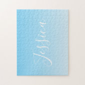 Jouw naam of Word | Sky Blue Ombre-gradiënt Legpuzzel (Verticaal)