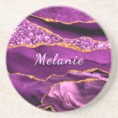Jouw naam Onderzetter Gift Agate Paars Violet Gold (Voorkant)