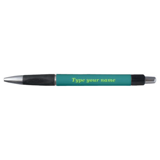 Jouw naam op Blauwgroen vat met rubbergrip Pen (Voorkant)