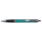 Jouw naam op Blauwgroen vat met rubbergrip Pen (Achterkant)