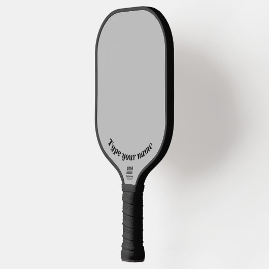 Jouw naam op de Plain Gray Pickleball Paddle (Links)