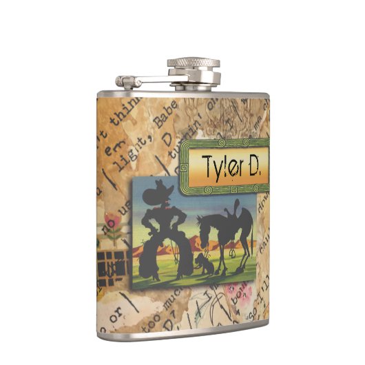 Jouw naam op deze Cowboy Character Flask Heupfles (Rechts)