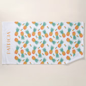 Jouw naam op een ananas tropisch hout strandlaken (Voorkant)