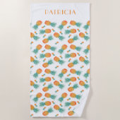 Jouw naam op een ananas tropisch hout strandlaken (Voorkant)