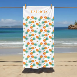 Jouw naam op een ananas tropisch hout strandlaken