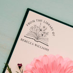 Jouw naam Open Boek & Bloemen Uit de Bibliotheek v Zelfinktende Stempel<br><div class="desc">Voeg een persoonlijk tintje toe aan uw boeken met de stempel "Jouw naam Open Book & Flowers From the Library of". Met een prachtig geïllustreerd open boek versierd met delicate bloemen, toont deze aangepaste zelfinktstempel elegant "From the Library of" gevolgd door jouw naam. Perfect voor boekenliefhebbers, docenten en bibliothecarissen, dit...</div>