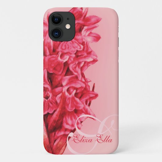 Jouw naam Orchidee bloemenrood Case-Mate iPhone Case (Achterkant)