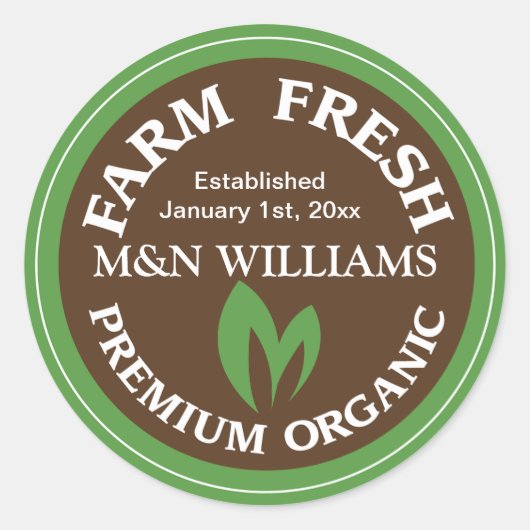 Jouw naam Organic Boerderij Logo aanpassen Ronde Sticker (Voorkant)