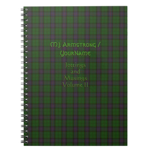 Jouw naam over Armstrong Clan tartan Notitieboek (Voorkant)