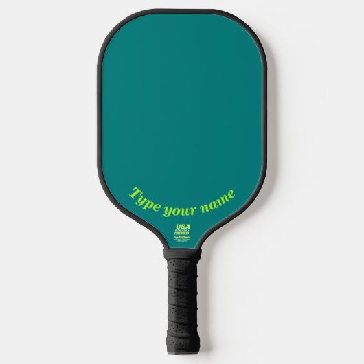 Jouw naam over Blauwgroen groene Pickleball Paddle (Voorkant)