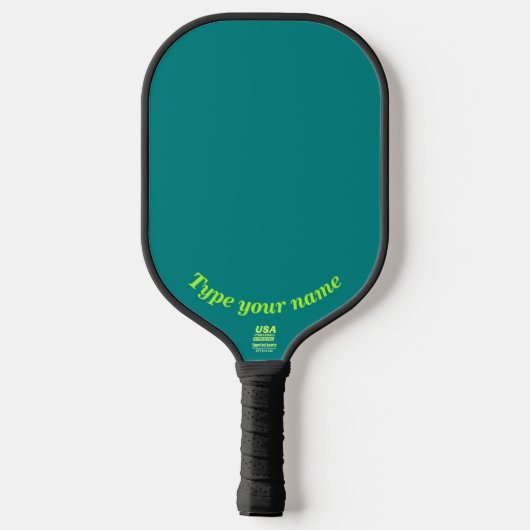 Jouw naam over Blauwgroen groene Pickleball Paddle (Achterkant)