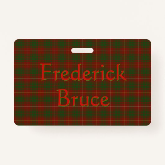 Jouw naam over Bruce Clan tartan Badge (Voorkant)