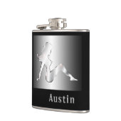 jouw naam over de meierkolk Chrome Mudflap Heupfles (Links)