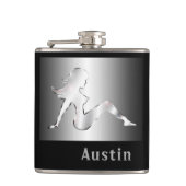 jouw naam over de meierkolk Chrome Mudflap Heupfles (Voorkant)