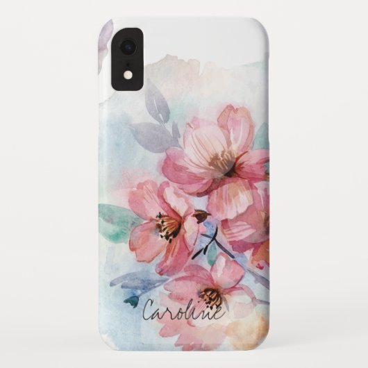 Jouw naam over de Waterverf van de lentevloeren Case-Mate iPhone Case (Achterkant)