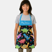 Jouw naam over kleurrijke kleine dinos schort (Insitu)