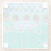 Jouw naam over mooie waterverf abstracte kunst glazen onderzetter (Achterkant)