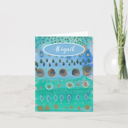 Jouw naam over mooie waterverf abstracte kunst kaart (Voorkant)