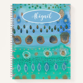 Jouw naam over mooie waterverf abstracte kunst notitieboek