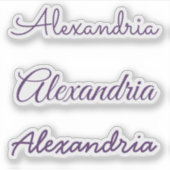 Jouw naam Paarse handgeschreven manuscriptversies Sticker (Voorkant)