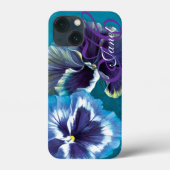 Jouw naam pansy floral aquiphone case (Achterkant)