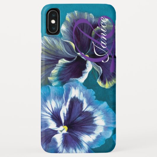 Jouw naam pansy florale aqua botanische kunst Case-Mate iPhone case (Achterkant)