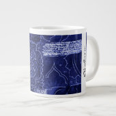 jouw naam - Patchwork, Flowers, Swirls - blauw Grote Koffiekop (Voorkant rechts)
