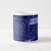 jouw naam - Patchwork, Flowers, Swirls - blauw Grote Koffiekop (Voorkant)