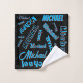 Jouw naam patroon monogram blauwe rode zwarte kleu bad handdoek (Wasdoekje)